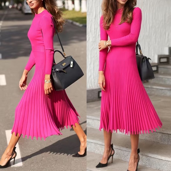 Fall Ribbed Knit Sweater Dress - Picture 4 of 16